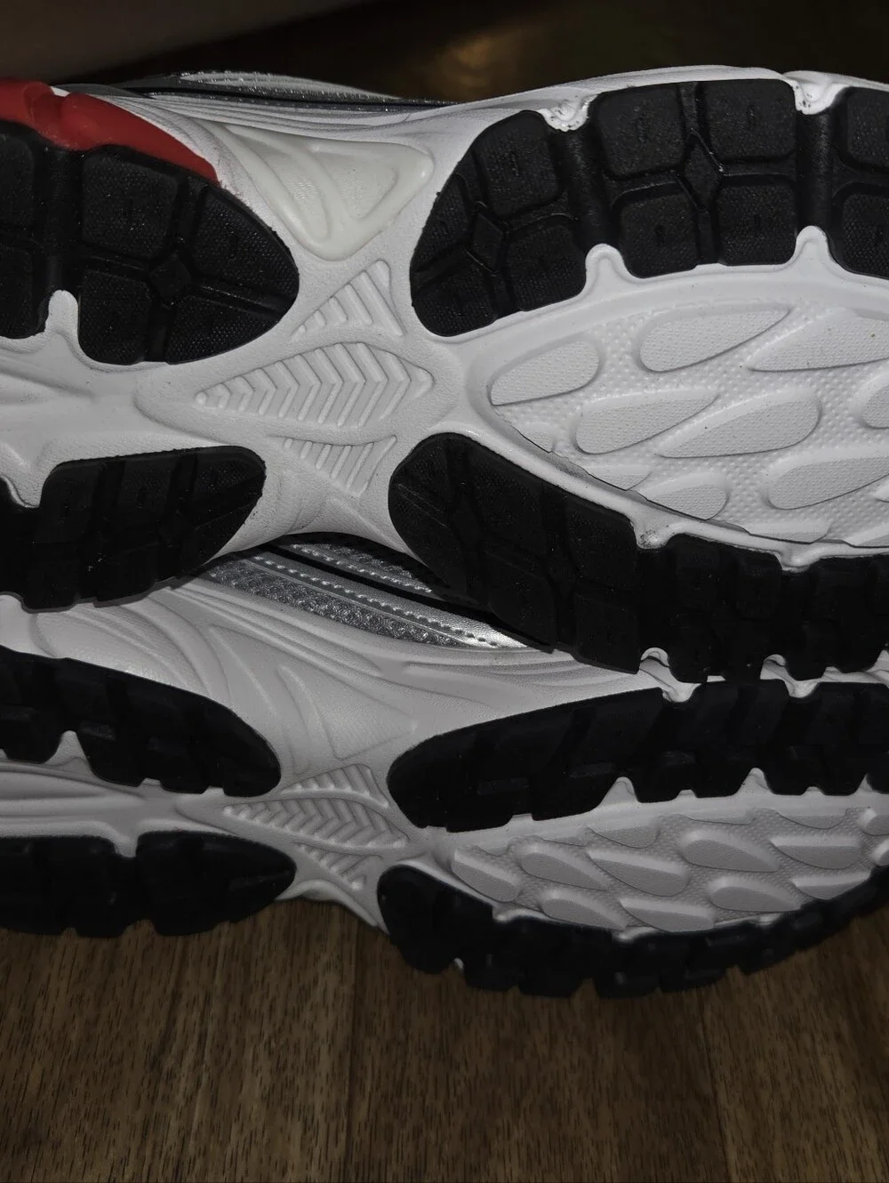 Avia Men’s Silver and Black Athletic Running Shoes with Red Accents